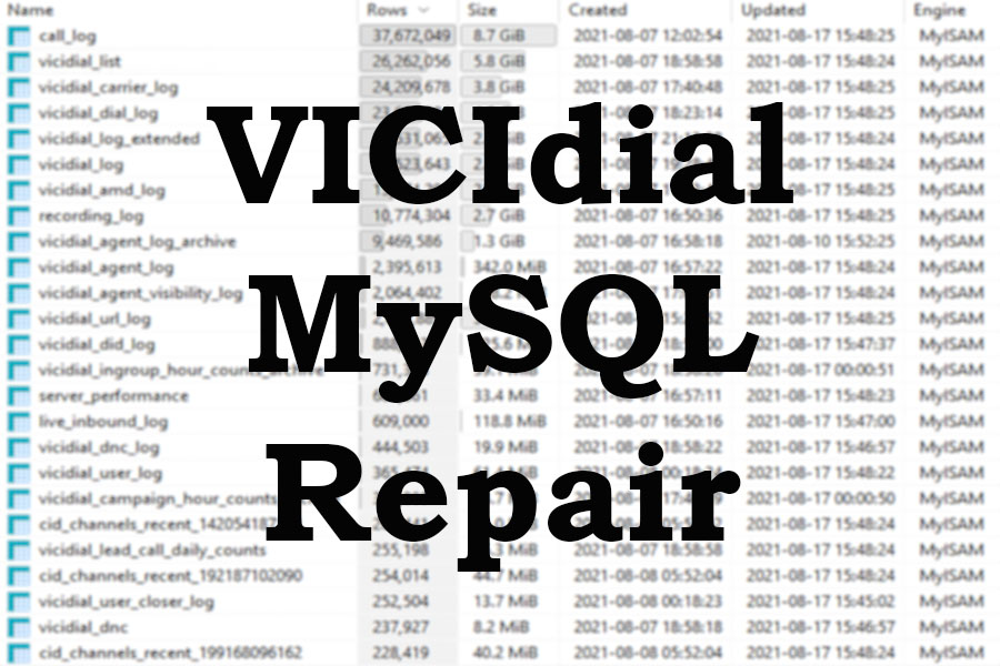 vicidial mysql repair